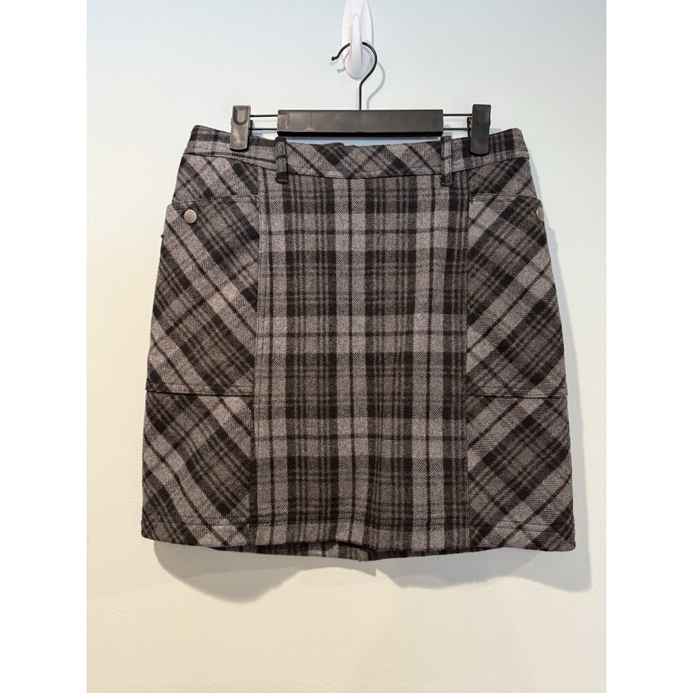 Eddie Bauer Wool Skirt Women 2 Lined Zip Plaid Pocket Academia Collegiate Travel